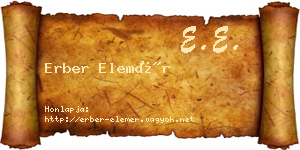 Erber Elemér névjegykártya